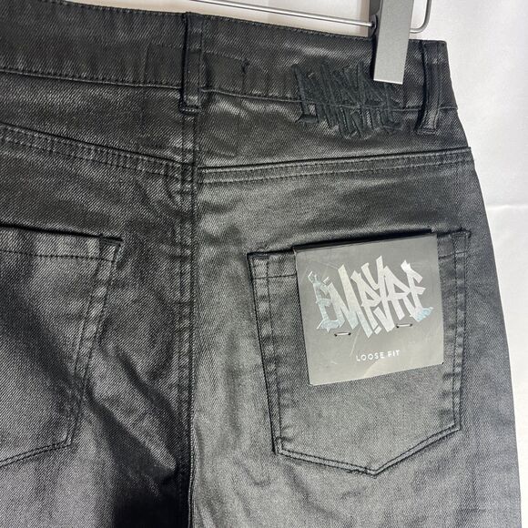 Empyre Size 0 Woman’s Tori Coated Black Jeans Loose Fit NWT - Picture 2 of 9